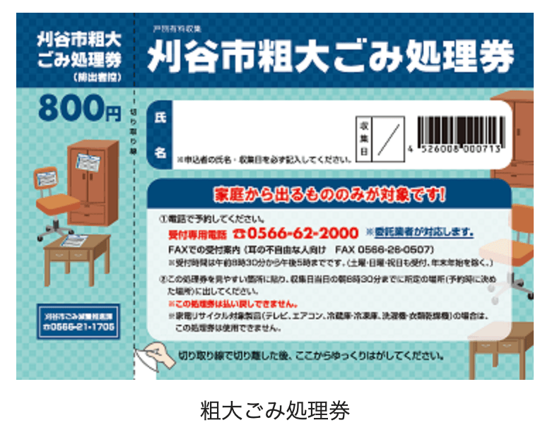 刈谷市の粗大ゴミ処理券